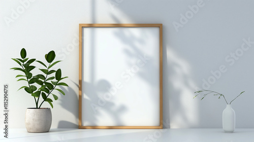 Minimal Wooden Picture Frame Mockup for Poster Design