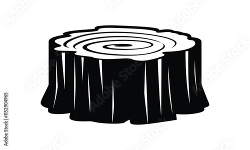 Wood tree stump cut down icon, silhouette, outline, vector, illustration, isolated on a white background