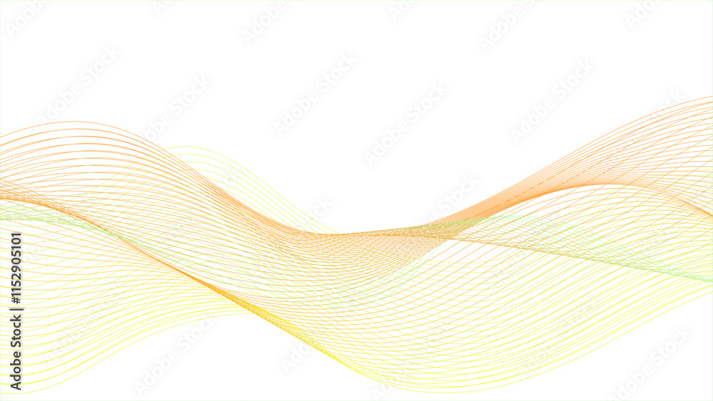 Abstract background with curved beams of light. Waves on a yellow background. White background, with orange and yellow gradient lines. Abstract background with curved beams of light. Waves on a yellow background. White background, with orange and yellow gradient lines.