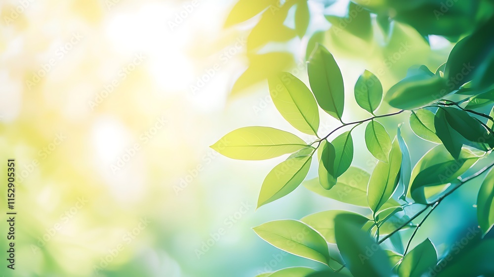 Obraz premium A leafy green tree with a bright sun shining on it