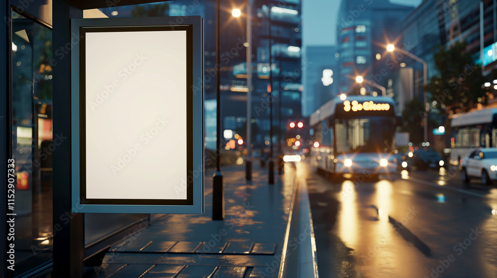 White Billboard Poster at a Bus Stop Station for Advertising and Marketing Mockups White Billboard Poster at a Bus Stop Station for Advertising and Marketing Mockups