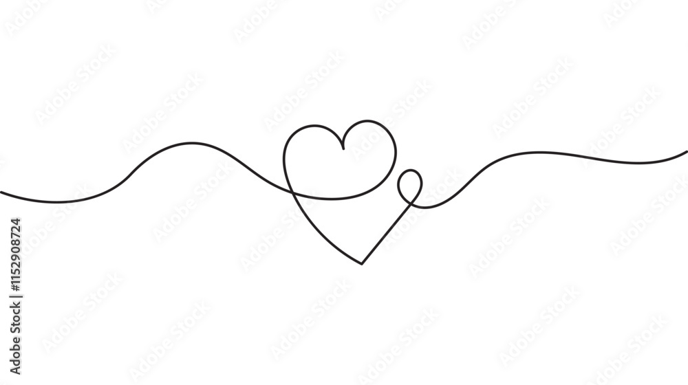Single line illustration featuring a heart design