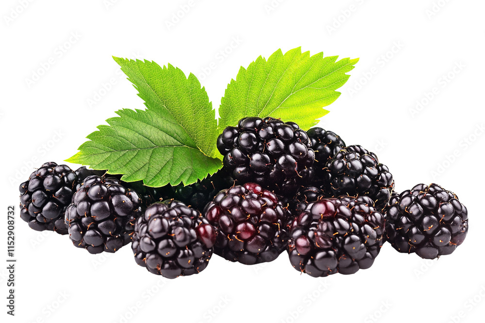 Fresh Blackberries with Green Leaves Fresh Blackberries with Green Leaves