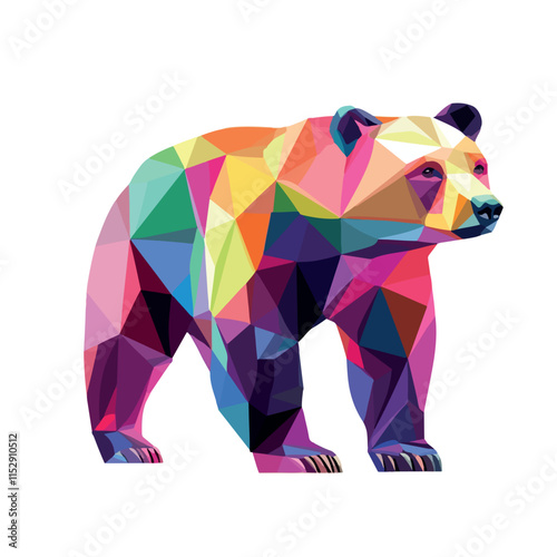 Colorful Low Poly Bear Vector illustration