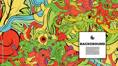 Colorful psychedelic illustration for any design such as background, music festival, book cover, summer flayer, homepage, or landing page.
