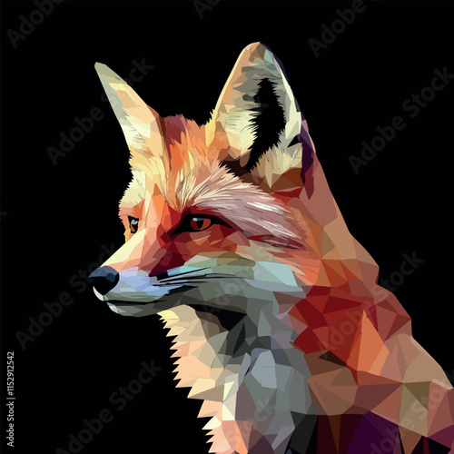 Colorful Low Poly Fox Vector illustration