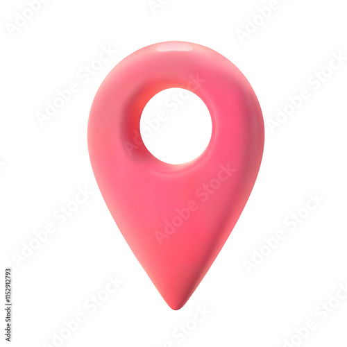 3D Cartoon Location Pin Icon isolated on cutout, transparent png photo