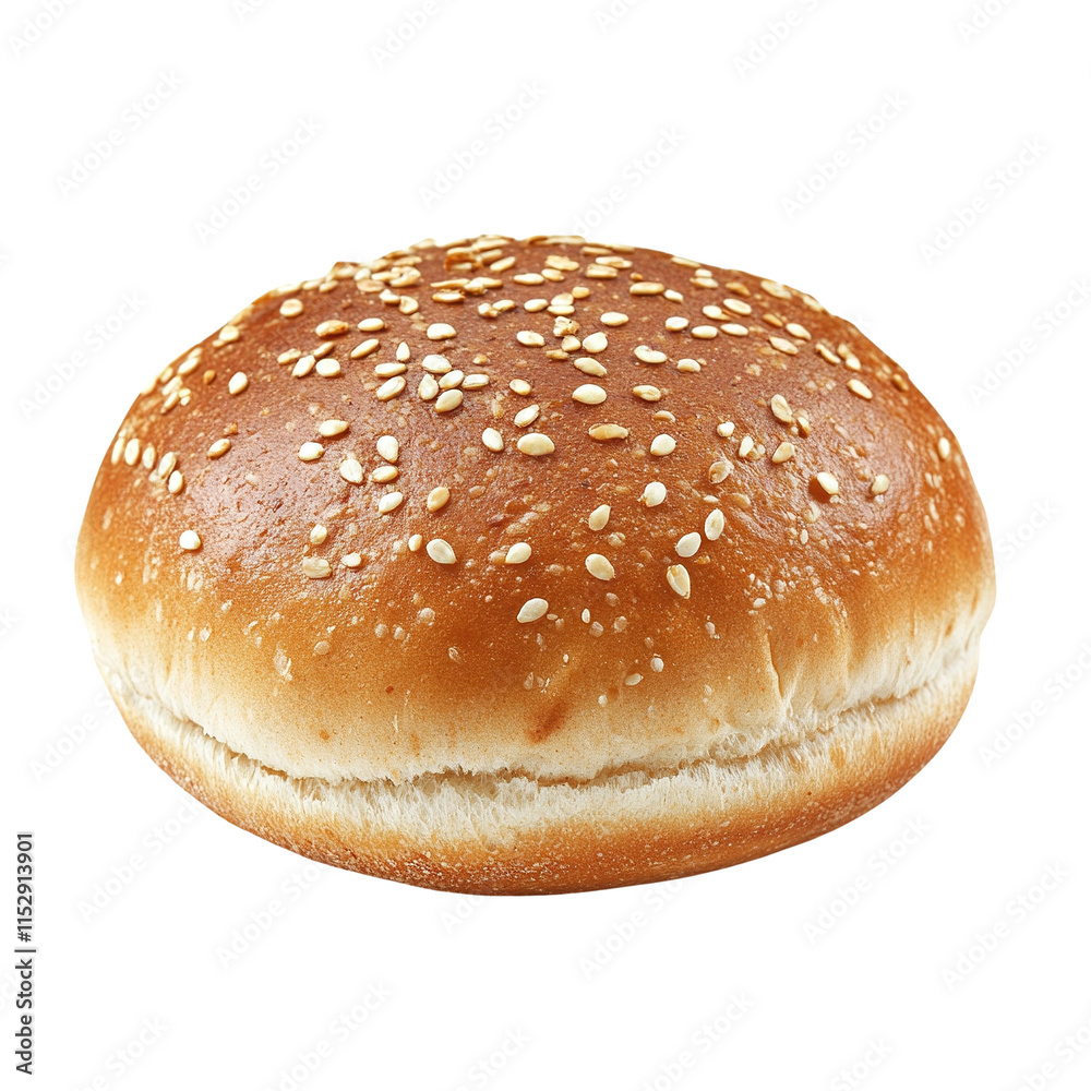 Sesame Seed Hamburger Bun on Transparent Background