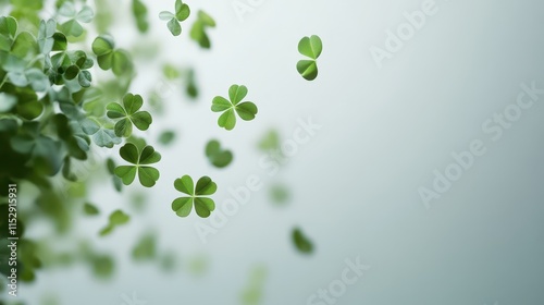 Four clover isolated on white background, Lucky clover leaves with four leaf,Clover flowers background,Patricks day watercolor clipart,Spring flower pattern,St. Patrick s day seamless pattern.