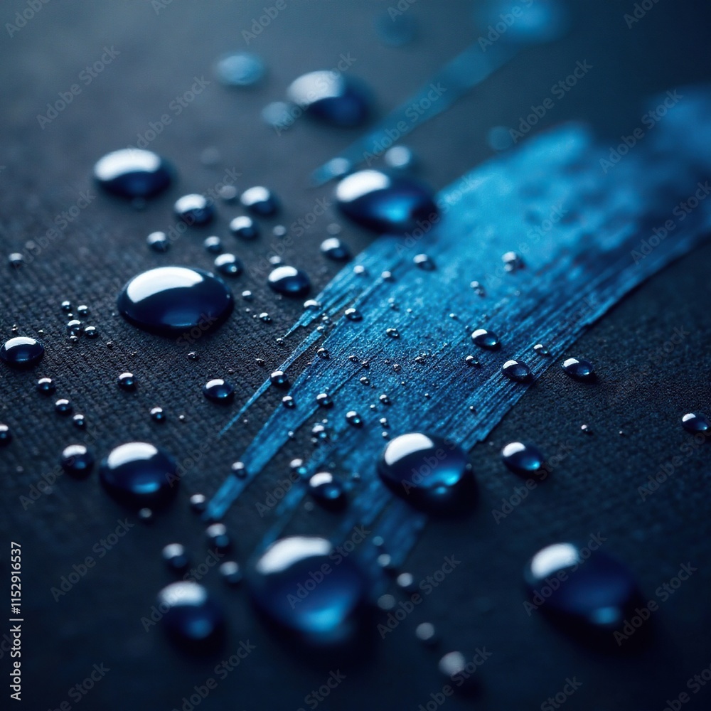 Water droplets on a dark canvas with swirling blue brushstrokes creating an abstract bokeh background, color, bokeh, art Water droplets on a dark canvas with swirling blue brushstrokes creating an abstract bokeh background, color, bokeh, art