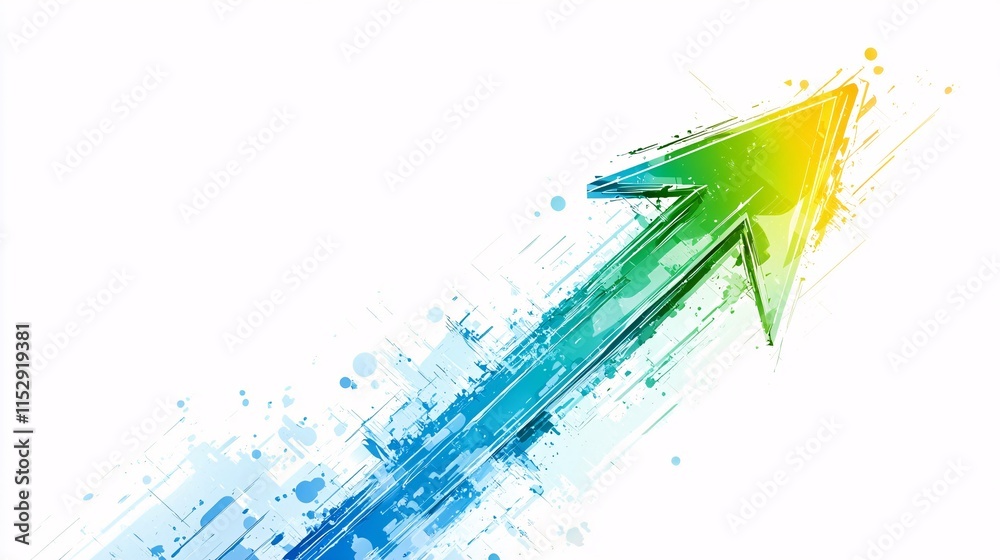 Obraz premium Bold Zigzag Arrow in Vibrant Colors Dynamic Upward Movement Concept in Digital Art