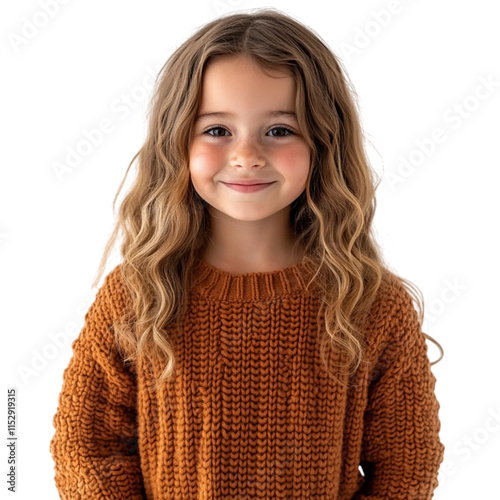 portrait of a little girl isolated transparent background