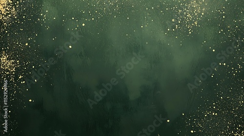 A green background with gold glitter on it