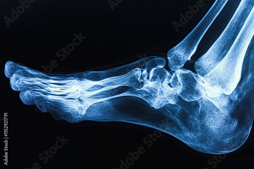 X-ray of a normal foot, lateral view, medical imaging photo