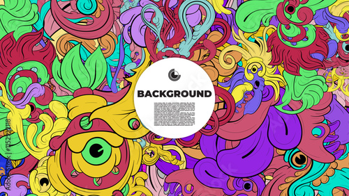 Colorful doodle art with various elements. it is suitable for background, book cover, cover, template, flayer, summer project. it is also useful for coloring book project.