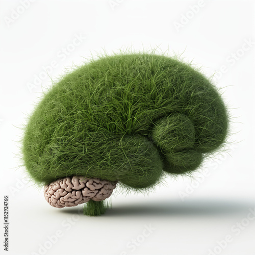 Human Brain Made of looks like Grass on an isolated background photo