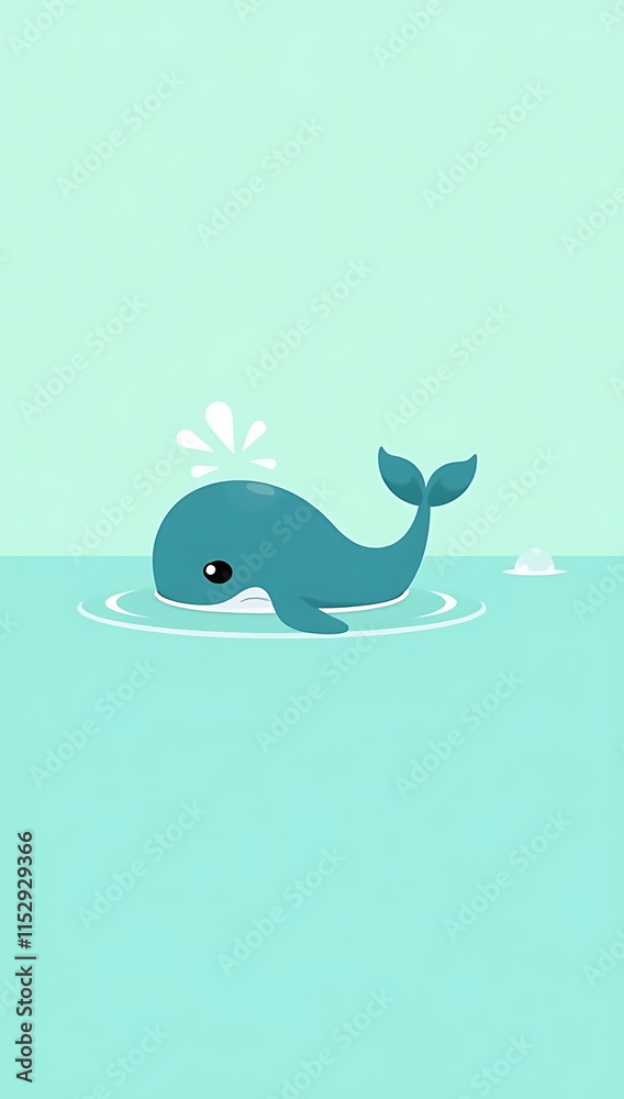 A minimal phone HD wallpaper with a cartoon whale splashing water on a soft teal background.
A minimal phone HD wallpaper with a cartoon whale splashing water on a soft teal background.
