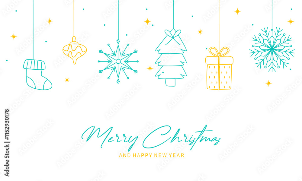 Naklejka premium Merry Christmas decoration banner background