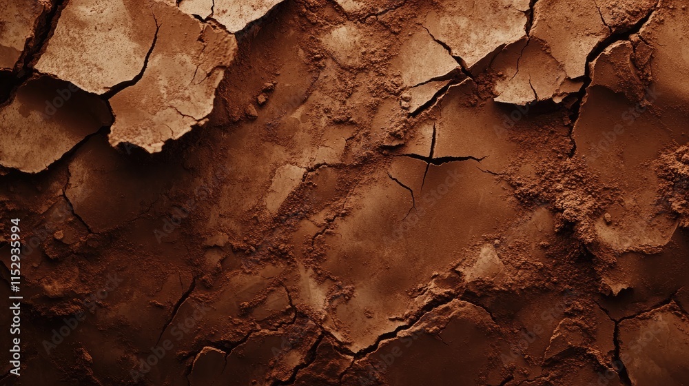 Cracked dry soil texture background highlighting the natural patterns of a barren wasteland and the effects of drought on the landscape
