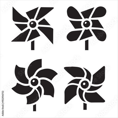 Whimsical Pinwheel Silhouette: A charming array of pinwheel silhouettes, offering a delightful display of simplicity and geometric elegance, inviting a sense of playful, childhood reverie.