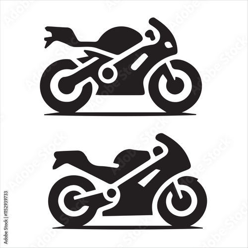 Motorcycle Silhouette Set: Two sleek motorcycle silhouettes stand against a minimalist backdrop, evoking speed and freedom.