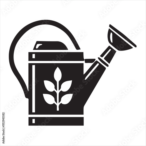 Watering Can Icon: A minimalist illustration of a watering can, emblematic of gardening and nurturing. The watering can with delicate foliage design is rendered in simple, clean lines.