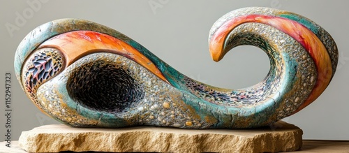 Intricate natural stone sculpture featuring vibrant colors and unique designs perfect for home decor and artistic inspiration photo