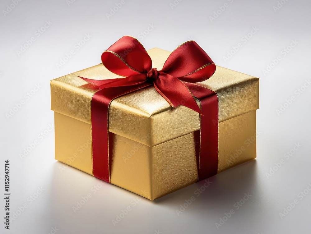 golden gift box with red ribbon golden gift box with red ribbon