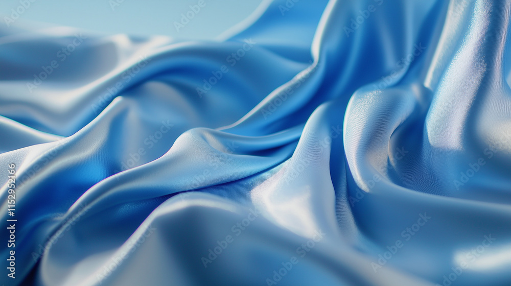 Fototapeta premium Royal Blue Silk Fabric Draped with Dramatic Shadows and Texture