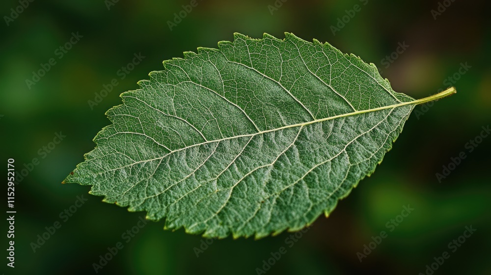 Detailed close-up of a vibrant green leaf showcasing its intricate texture against a softly blurred natural background. Detailed close-up of a vibrant green leaf showcasing its intricate texture against a softly blurred natural background.