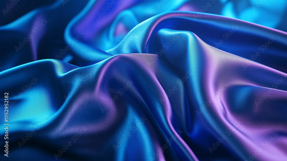 Fototapeta premium Royal Blue Silk Fabric Draped with Dramatic Shadows