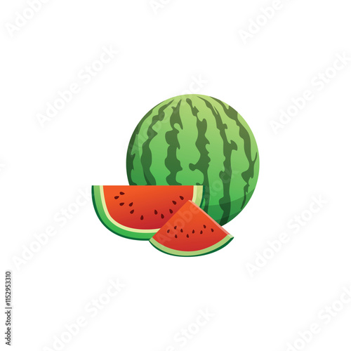 Red Watermelon Freshness Illustrated in Artwork