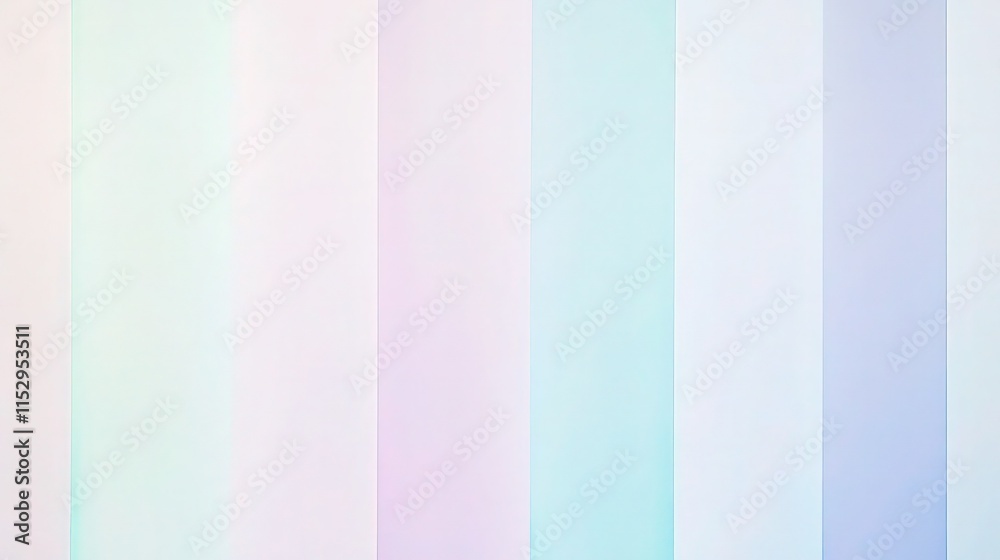 The color gradient of the light pink, blue, and green vertical stripes is a soft pastel color palette with a mix of lavender, mint green, baby blue, sky blue, and pale purple hues. The color gradient of the light pink, blue, and green vertical stripes is a soft pastel color palette with a mix of lavender, mint green, baby blue, sky blue, and pale purple hues.