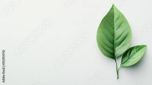 Green leaves isolated on a clean white background for creative design and natural themes in advertising and marketing materials. photo