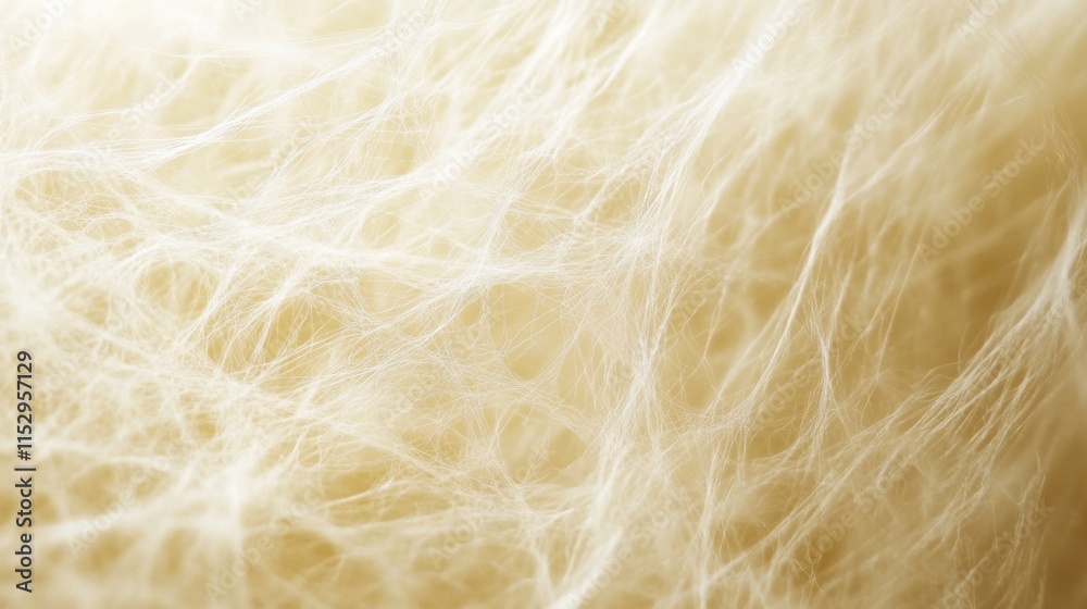 Obraz premium Close-up of delicate, interwoven, pale yellow fibers creating a textured background.