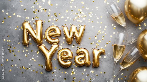 Golden New Year Balloons