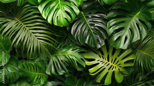 Wallpaper Mural Vibrant close-up of lush green palm leaves showcasing tropical textures and rich shades of green for nature and plant-themed designs Torontodigital.ca