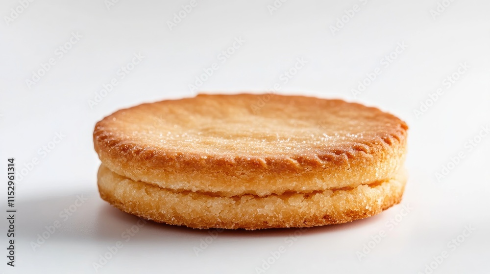 Sugar biscuit tart placed on a clean white background showcasing its golden texture and classic round shape for culinary presentations. Sugar biscuit tart placed on a clean white background showcasing its golden texture and classic round shape for culinary presentations.
