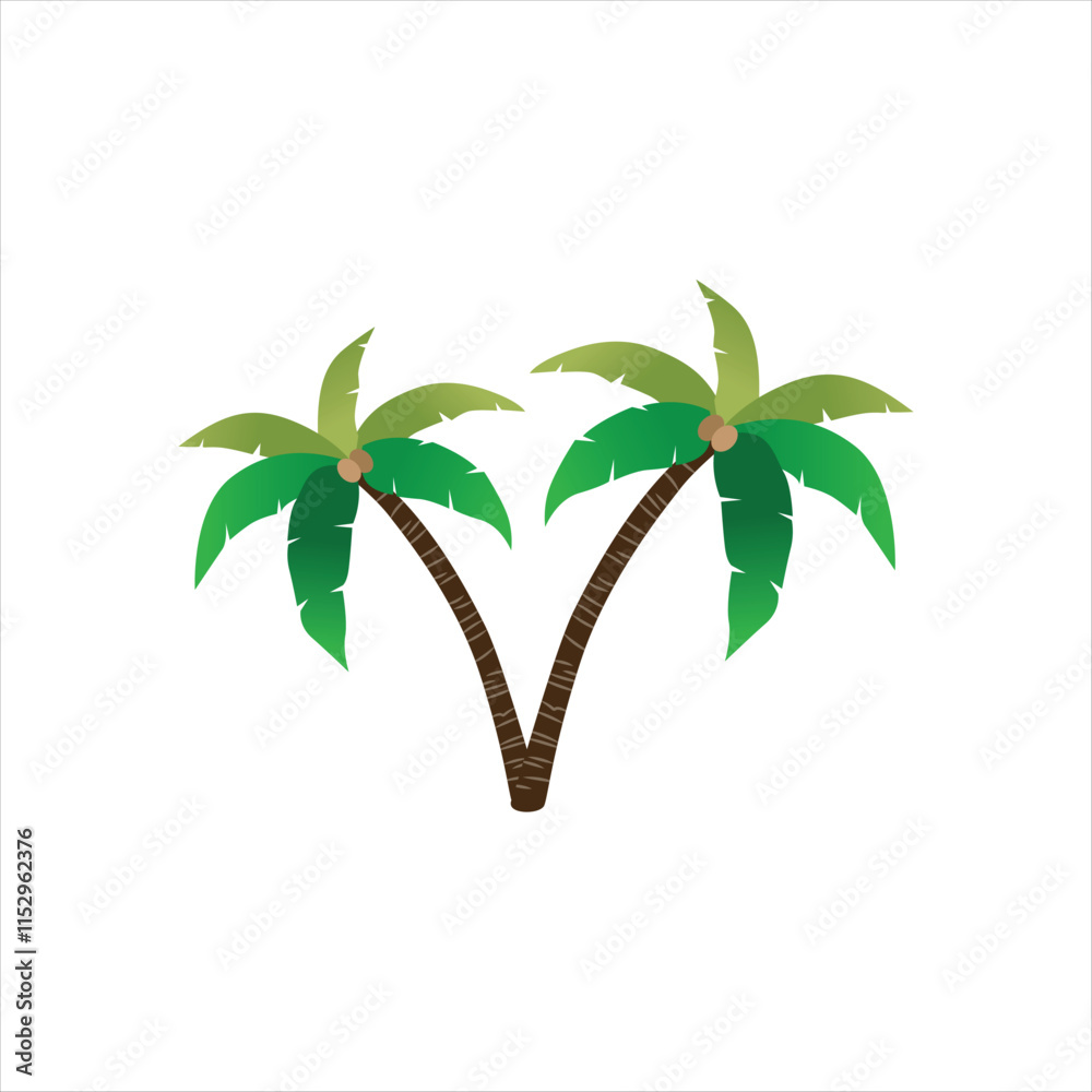 Obraz premium Tropical Coconut Palm Tree Vector Illustration