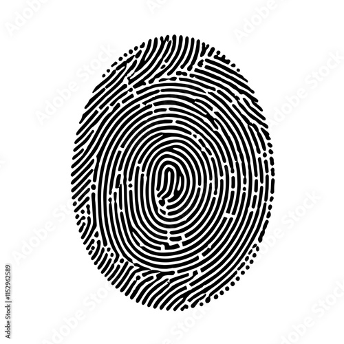Unique Fingerprint Identity: A detailed close-up of a fingerprint, showcasing its intricate whorls and ridges.  Perfect for themes of identity, security, and individuality. 