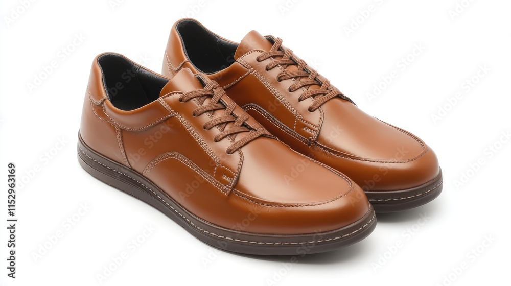 Stylish brown leather men's shoes with laces designed for comfort and versatility in casual and formal settings. Stylish brown leather men's shoes with laces designed for comfort and versatility in casual and formal settings.