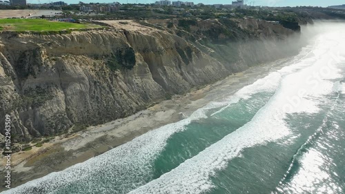 Aerial drone video of Blacksbeach in San Diego, California photo