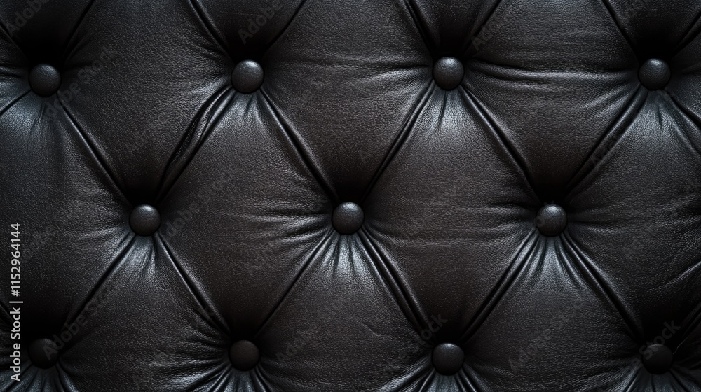 Naklejka premium Textured dark leather background with button tufting for design and decor themes