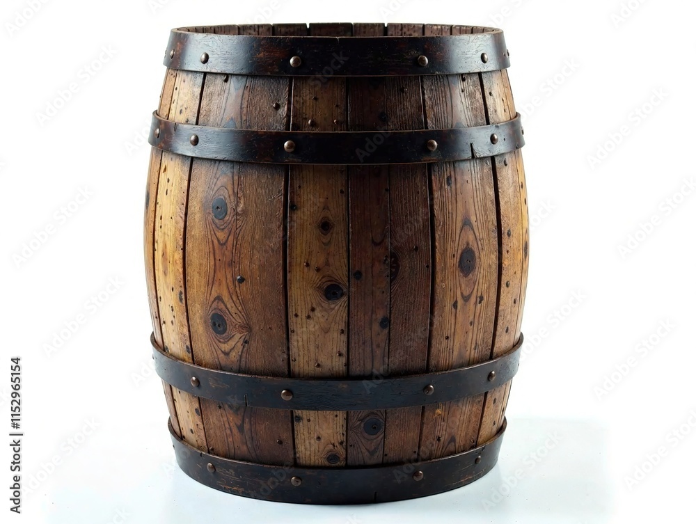 Obraz premium Aged Wooden Barrel, Isolated, Studio Still Life, High-Quality Image