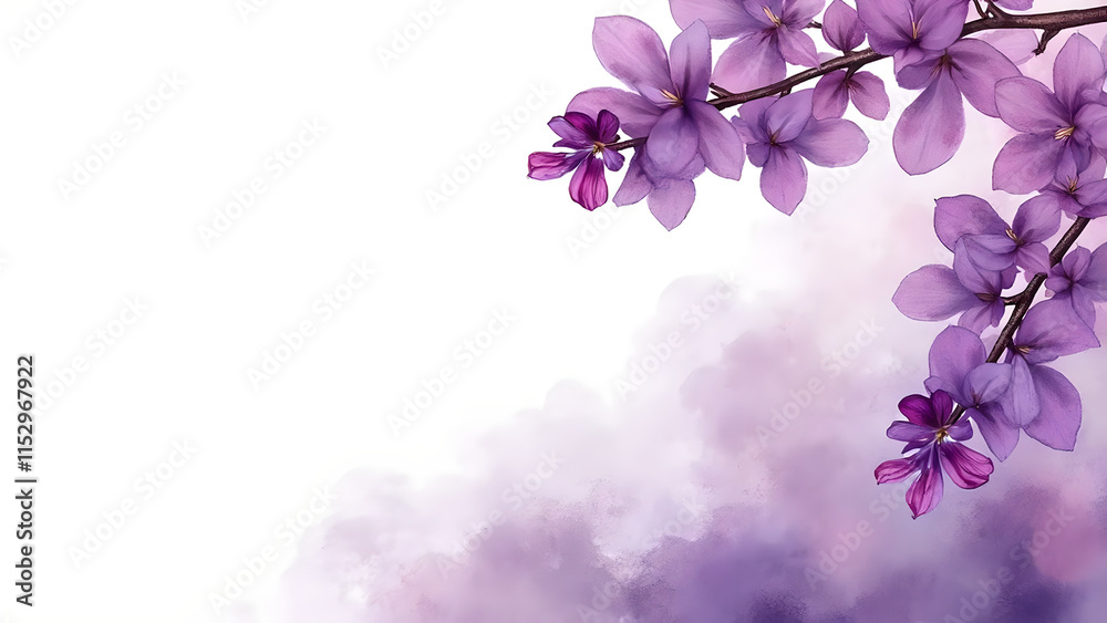 Fototapeta premium Watercolor Whimsical Floral Patterns In style of Light Abstract Watercolor For Backgrounds with Ample Copy Space Featuring Lavender Purple and Lilac Floral Tones