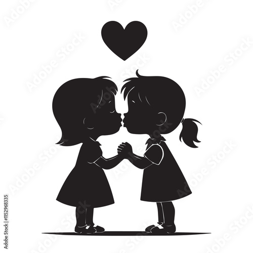 Cute couple vector silhouette