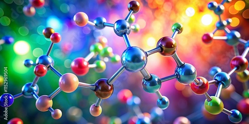 Acetoacetic Acid Molecular Structure with Bokeh Background - 3D Rendering photo