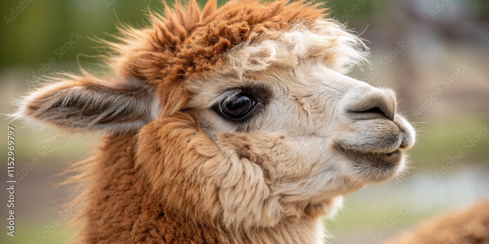 Obraz premium Adorable Alpaca Close-Up: Fluffy Face and Gentle Eyes