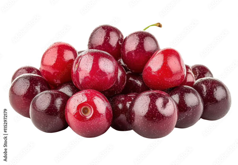 juicy red cherries pile isolated on white background juicy red cherries pile isolated on white background