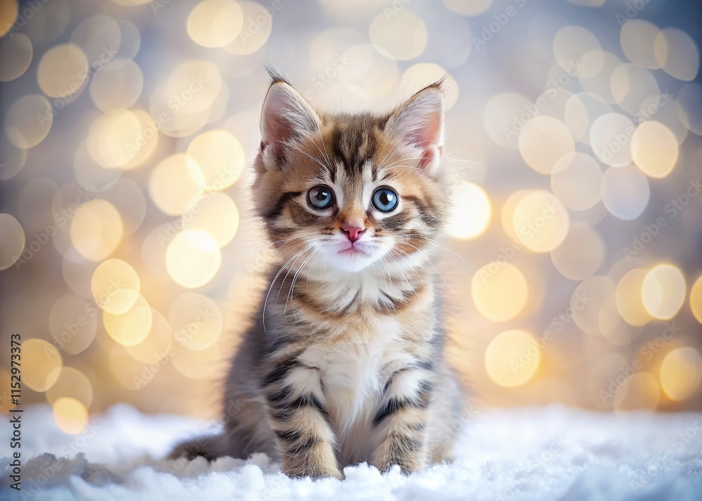 Adorable Kitten on White Background, Soft Bokeh, Pet Photography Adorable Kitten on White Background, Soft Bokeh, Pet Photography
